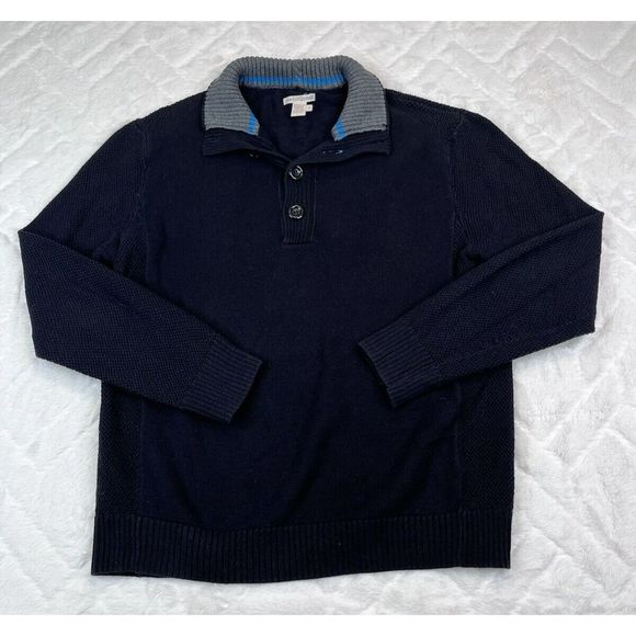 Carbon2Cobalt Men's (L) Black Quarter Button Mock Neck Pullover Knit Sweater - Picture 2 of 6